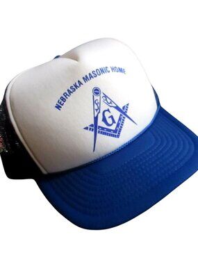 Nebraska Masonic Vintage Skater Cap Home Blue & White Trucker Hat